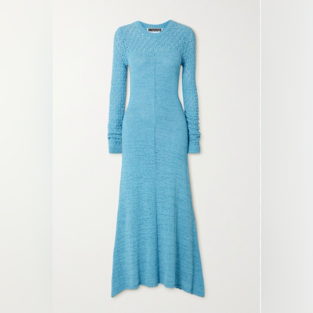 Sky-Blue Long Sleeve Knit Maxi Dress by Rotate